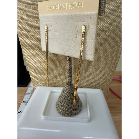 Nordstrom Gold-Tone Long Dangle Earrings Elegant Chain Design For Women - Picture 7 of 9